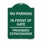 Signmission No Parking No Parking in Front of Gate Prohibido Estacionarse, Green & White, A-DES-GW-1824-23665 A-DES-GW-1824-23665 - alternate 1